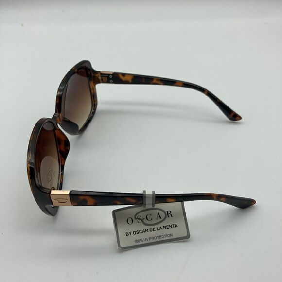 NWT Oscar De La Renta  Brown Tortoise Sunglasses Side Gold Tone Logo Mod 1341215 main image 5